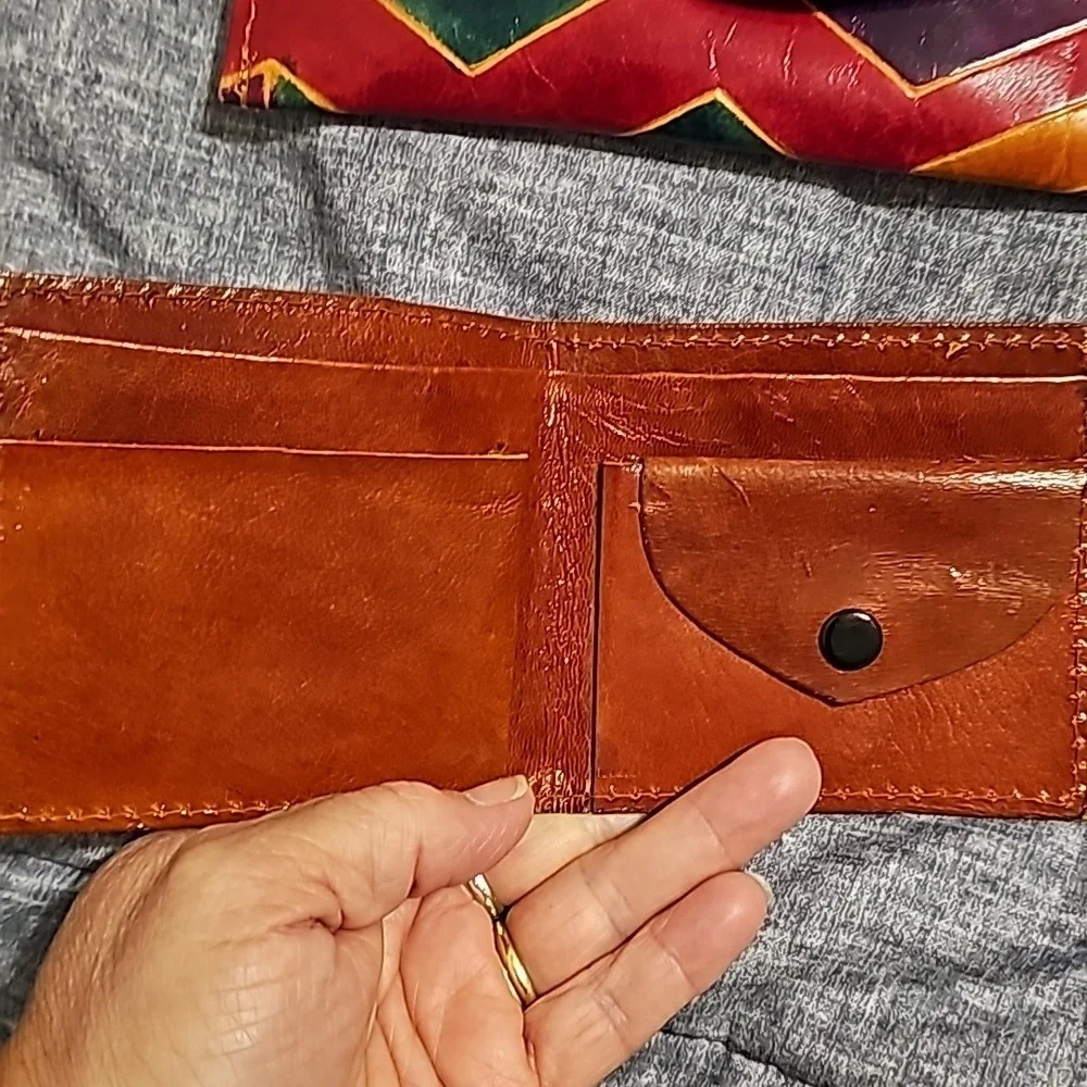 1992 Set Vintage MTG  Leather Wallet  Clutch w Pockets with 2 accessories